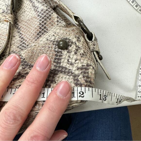 Forth & Towne Tan Calf Leather Snake Print Satchel Handbag Purse Womens Luxury - Picture 8 of 11